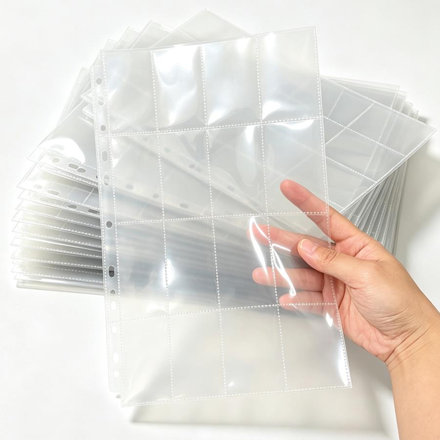 Trading Card Binder - 20/50枚入りトレーディングカードバインダーリフィルページ、16ポケット透明カード収納スリーブ、ゲームカード、ミニフォトコレクションXJM用