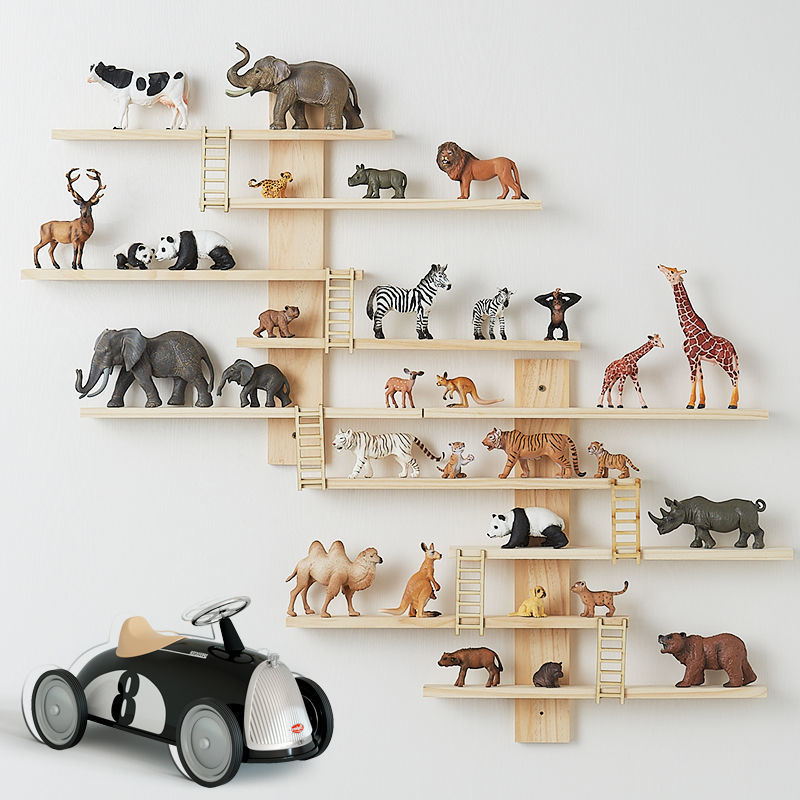 Pop Display Shelf - 子供部屋動物モデルディスプレイラックポップフィギュア棚壁動物装飾品収納ラック装飾壁ブラケット