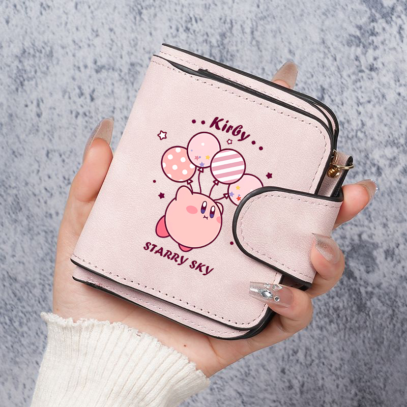 Card Top Loader - カービィのショートウォレット女性折りたたみ財布女性カードバッグ漫画マネーバッグ女の子かわいい小銭入れポータブルクレジットカードホルダー