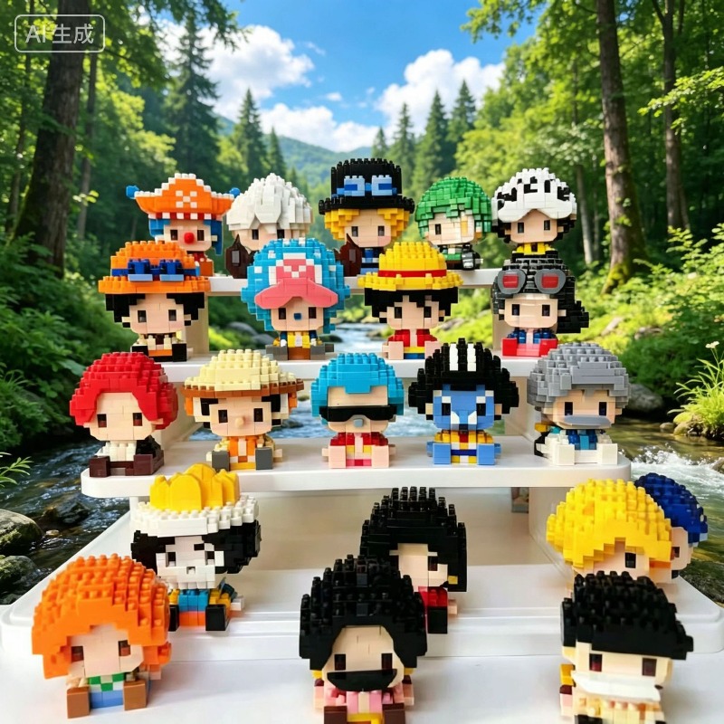 Building Block Mini - ワンピース サンゴッド ニカ・ルフィ マイクロアクションブロック チョッパー エース