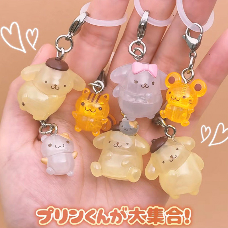Capsule Toy Gashapon - 本物のポムポムプリン記念日傘チャームガシャポンカプセル玩具ミニ折りたたみ傘ビーズチェーンキーペンダント飾りギフト