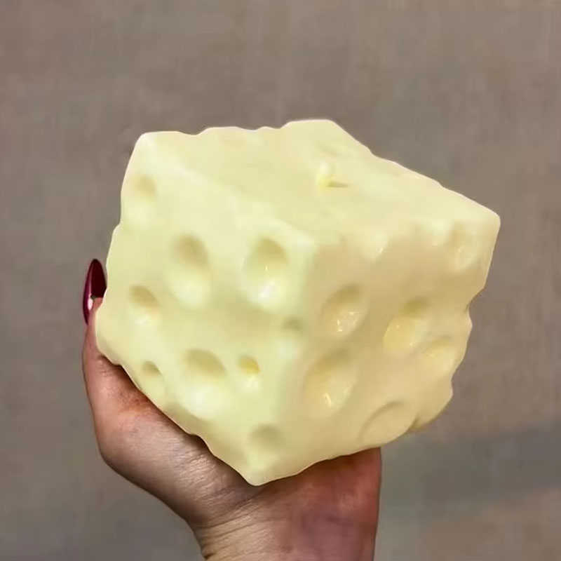 Fidget Cube Original - ◑ ジャンボチーズキューブストレスボール ビッグチーズ型押し可能スクイーズボール ノンバウンスフィジェットトイ ASMR感覚ストレス解消おもちゃ フェスティバルギフト