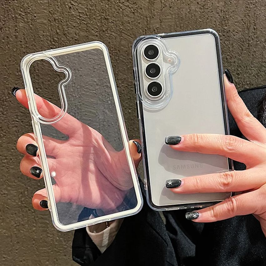 Display Case Acrylic - 高級キャンディカラーフレームクリアバックケース Samsung Galaxy S26 S25Edge S24FE