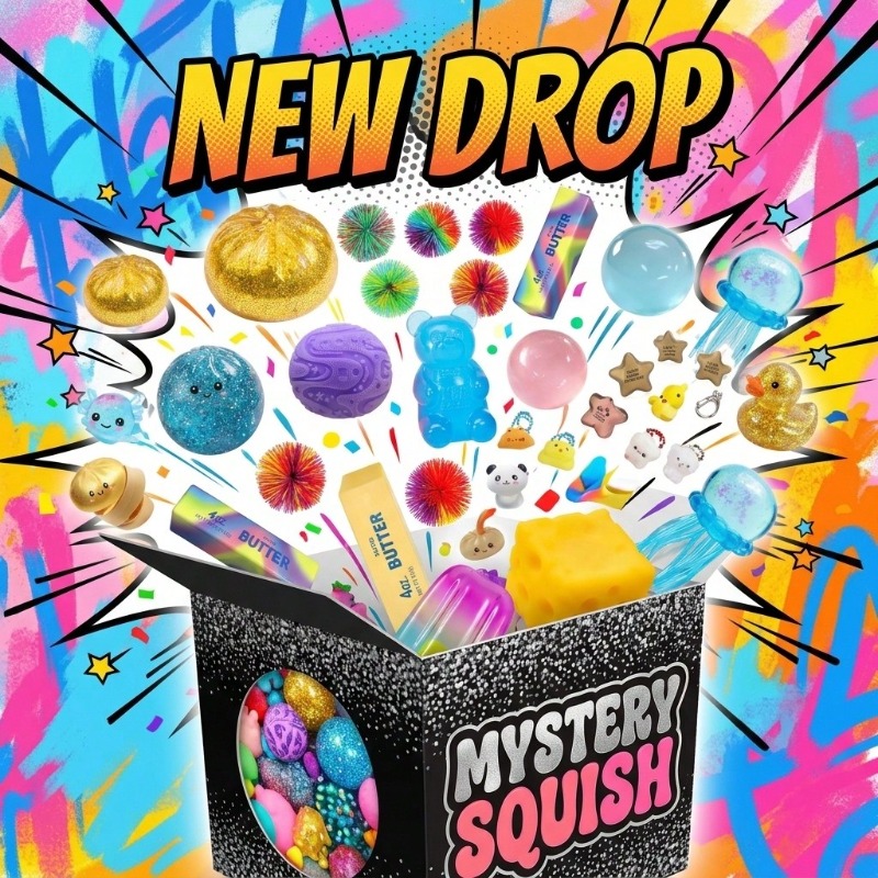 Mystery Box Blind Bag - スクイッシュタイムミステリーブラインドボックス、ランダムなスクイーズフィジェットトイ、ストレス解消キュート感覚玩具（全年齢対象）