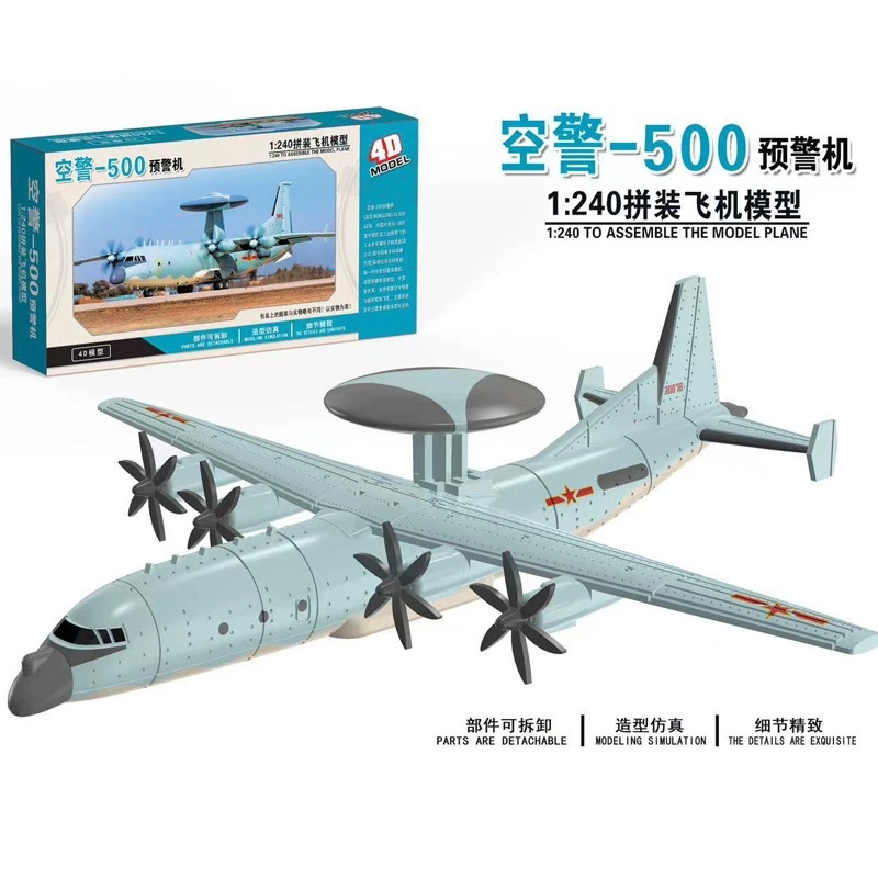 Model Airplane Plastic - 4D 組み立て済み航空機モデル空挺警戒機 1/240 スケール Y-8 輸送機プラスチック軍事玩具飛行機モデル
