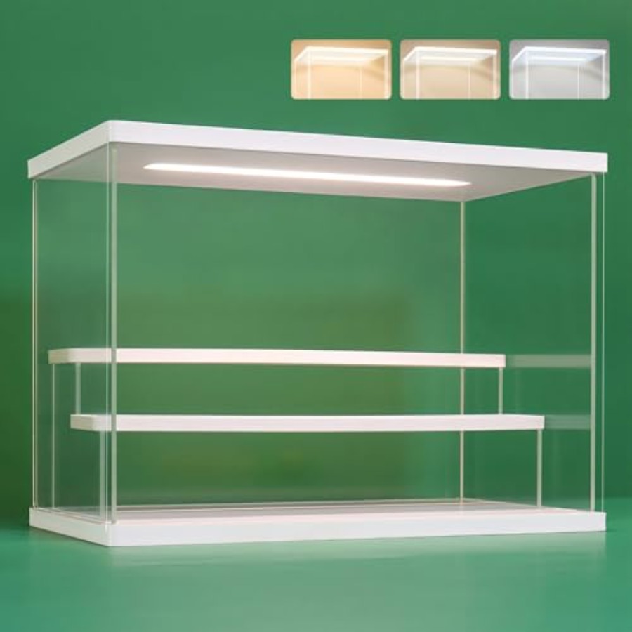 Display Case Acrylic - 透明アクリルディスプレイケーススタンド LEDライト付き 2/3/4/5/6段収納ボックス ショーケース 防塵オーガナイザーボックス 収集品用