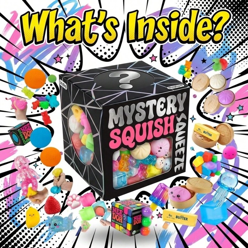 Mystery Box Blind Bag - 面白いミックススクイーズブラインドボックス、ランダムサプライズスクイーズ玩具、1個保証付きキュートなフィジェットトイ、ストレス解消用