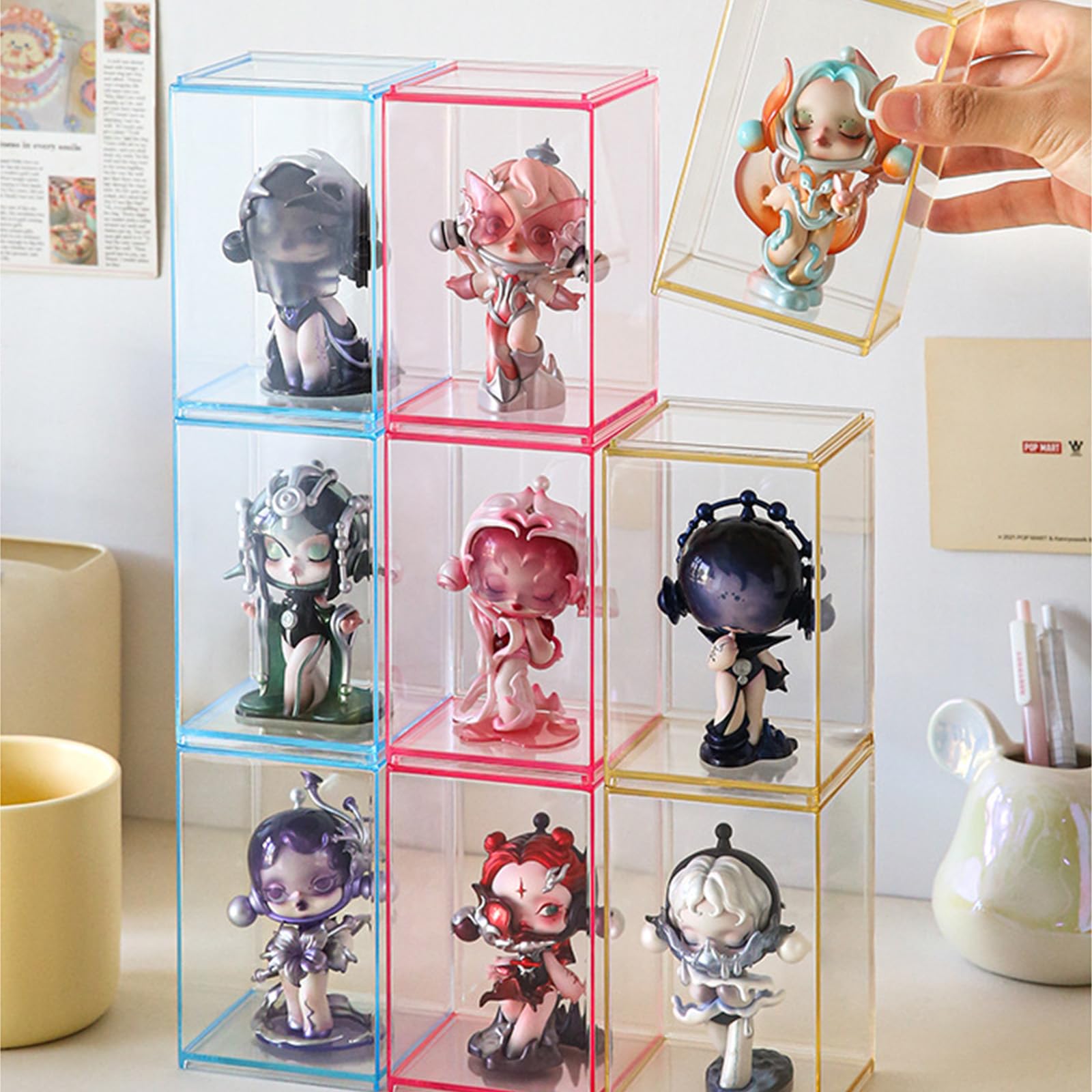 アクリルディスプレイケース カラフルフィギュア用、積み重ね可 - Pop Display Shelf のレビューと価格