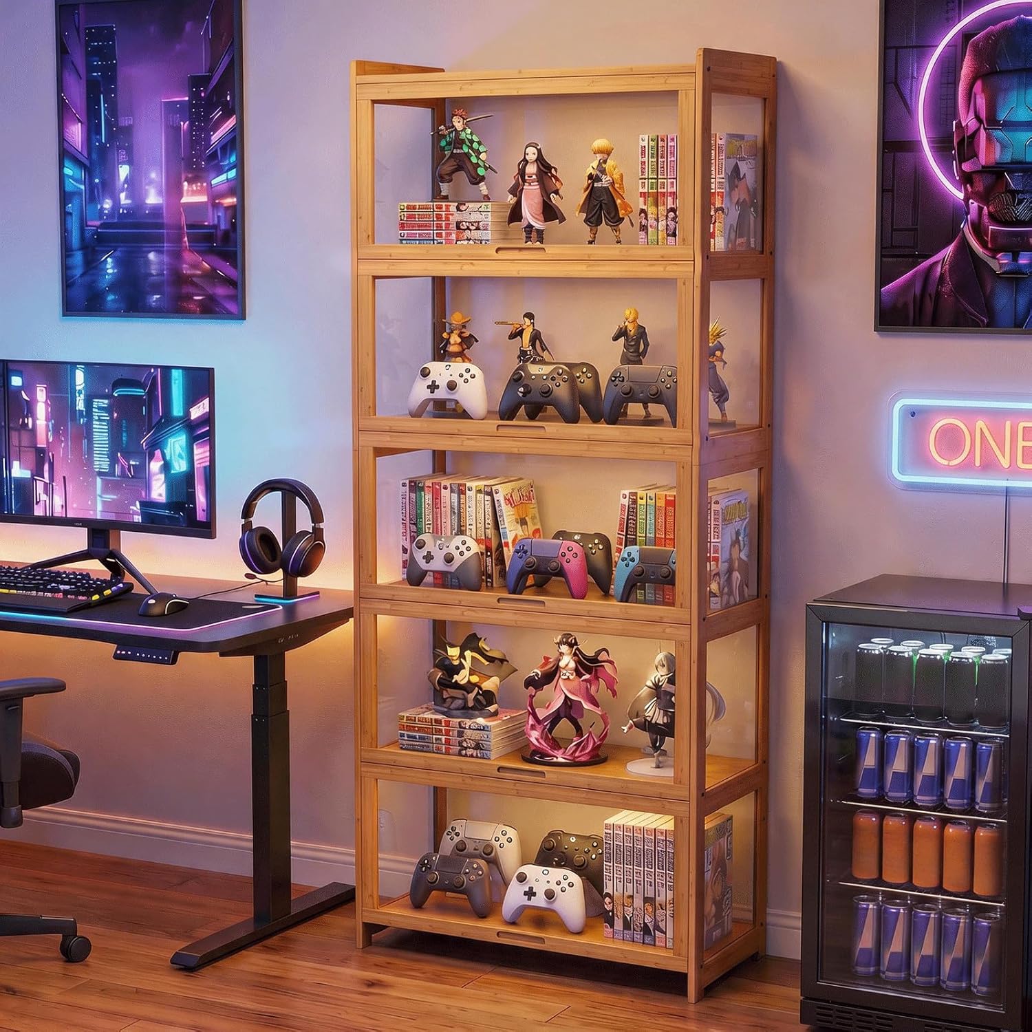 アクリル扉付きディスプレイキャビネット、5段コレクション用キ - Display Case Acrylic のレビューと価格