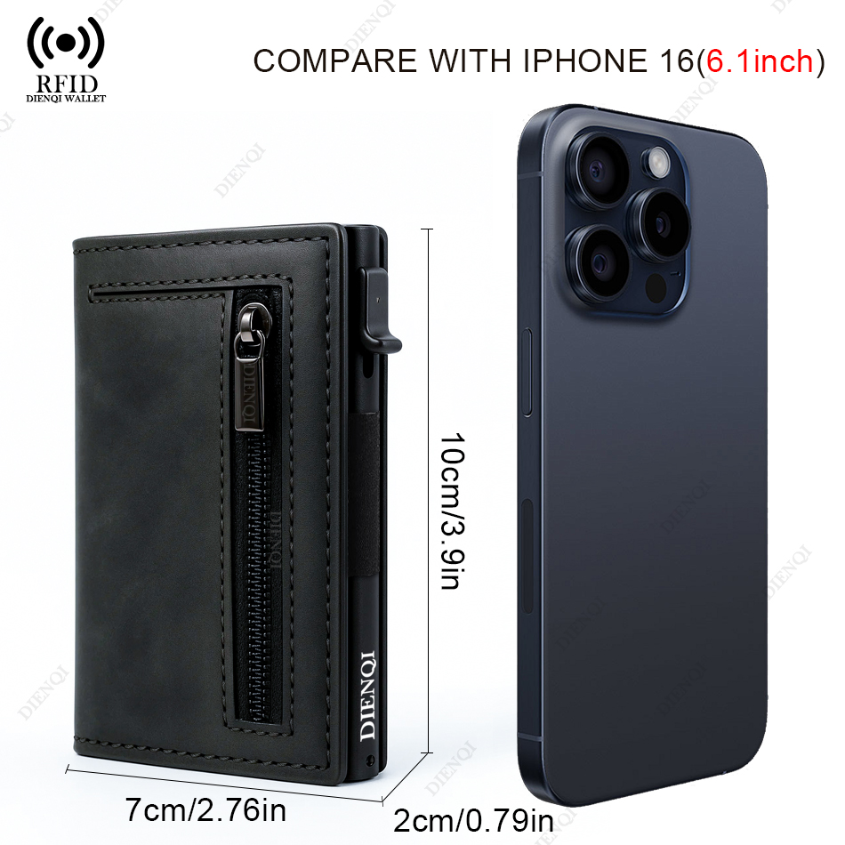 高級 RFID ブロッキングカードホルダー男性財布マネーバッ - Card Top Loader のレビューと価格