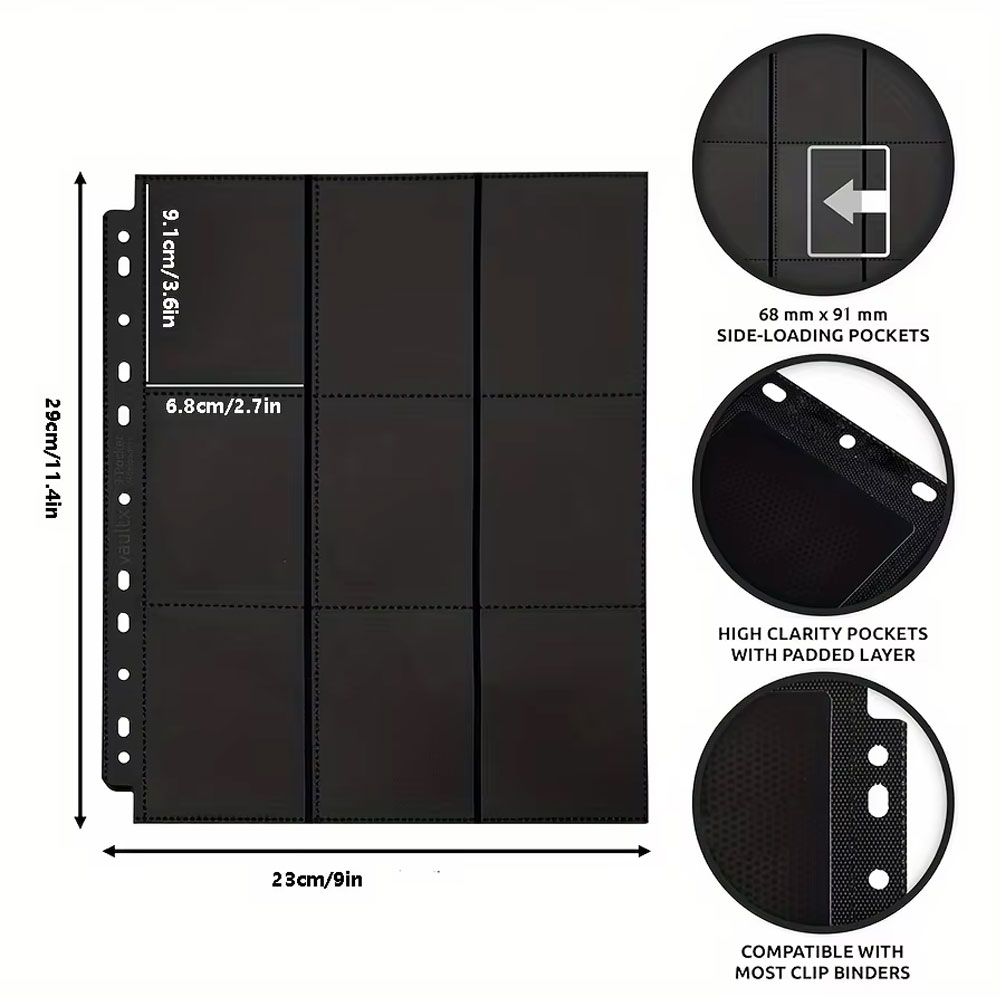 10パック ブラック 9ポケット A4 トレーディングカード - Trading Card Binder のレビューと価格