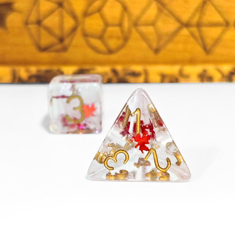 7 個 DND ダイス透明樹脂秋の紅葉多面体サイコロロールプ - Graded Card Display のレビューと価格