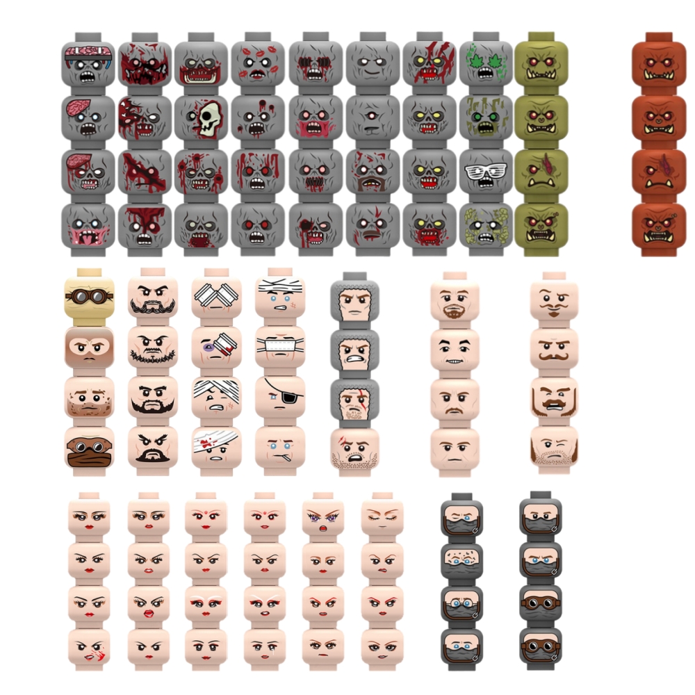 傷ついた表情のある顔のブロック、陸軍兵士フィギュア、ゾンビの - Lego Minifigure Holder のレビューと価格