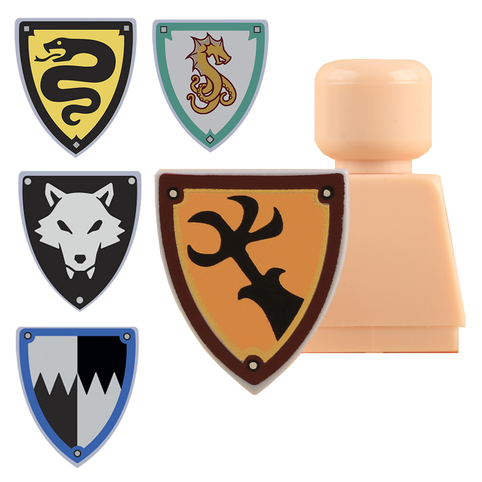 MOC 中世騎士黒狼盾ビルディングブロック蛇軍兵士アクセサリ - Lego Minifigure Holder のレビューと価格